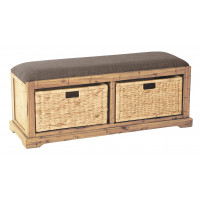 OSP Home Furnishings SH3004-DT Sheridan Storage Bench in Distressed Toffee Finish with Latte Fabric Assembled